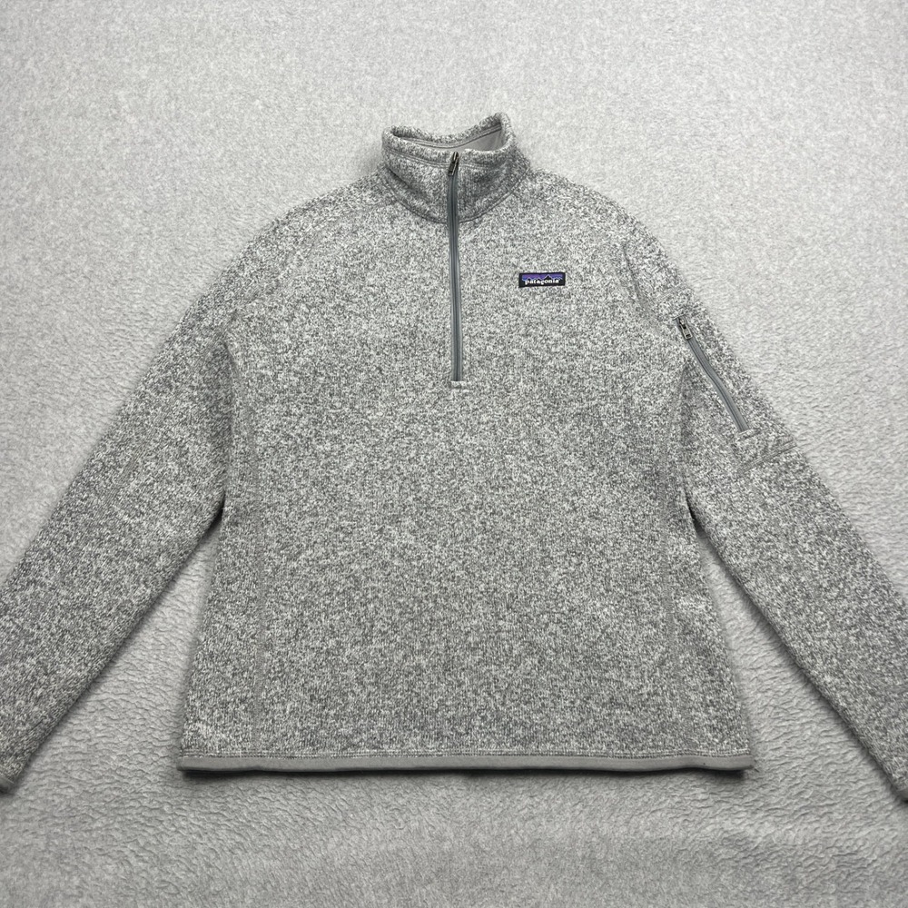 Patagonia Better Sweater 1/4 Zip Pullover Women Medium Gray Heather Fleece 25617